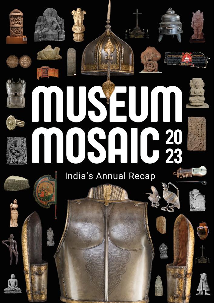 Museum Mosaic 2023 cover featuring museum artefacts against black