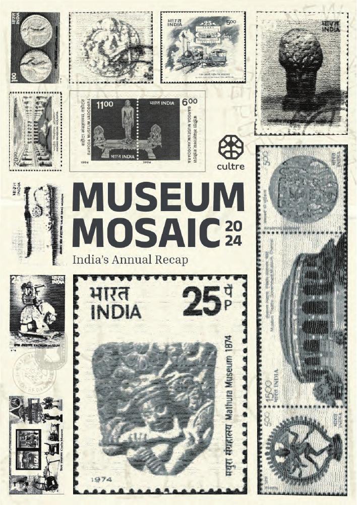 Museum Mosaic 2024 cover with a collage of Indian stamps